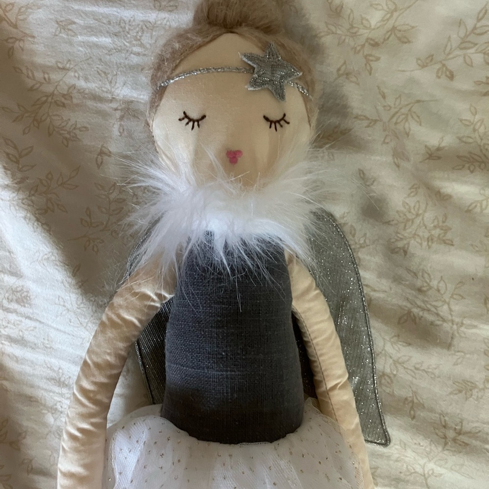 Anthropologie Cream and White Plush ballerina fairy Doll